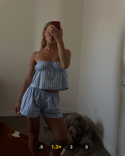 Micro Lounger / Blueberry Gingham